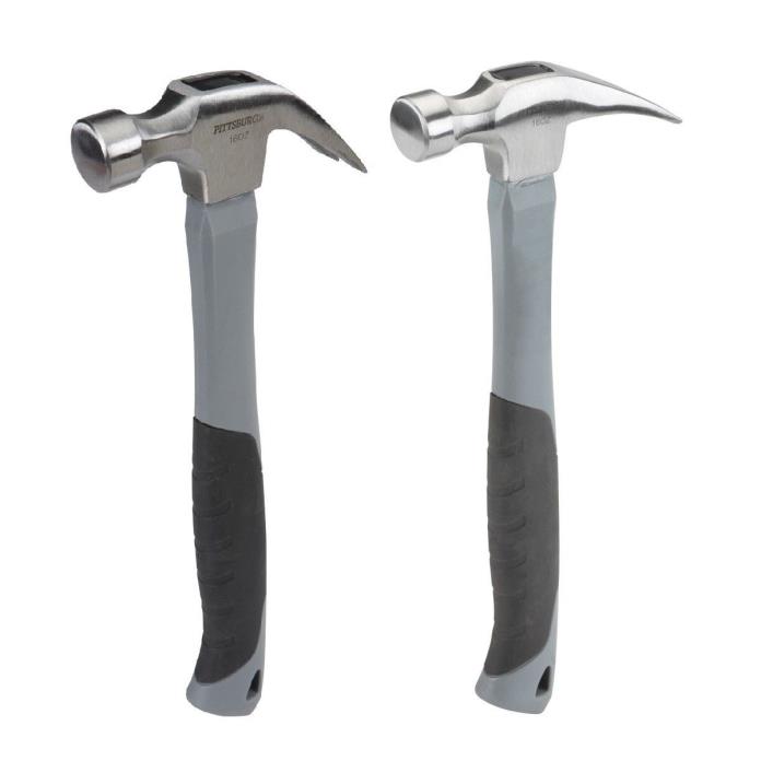 2 Pack 16 oz Fiberglass Rip and Claw Hammer Steel Head Slip Resistant Grip Set 2