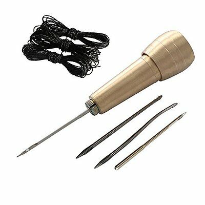 Co-link Tailors Awl 4 Needles Copper Handle Sewing Stitcher Shoe Repair Tool 9m