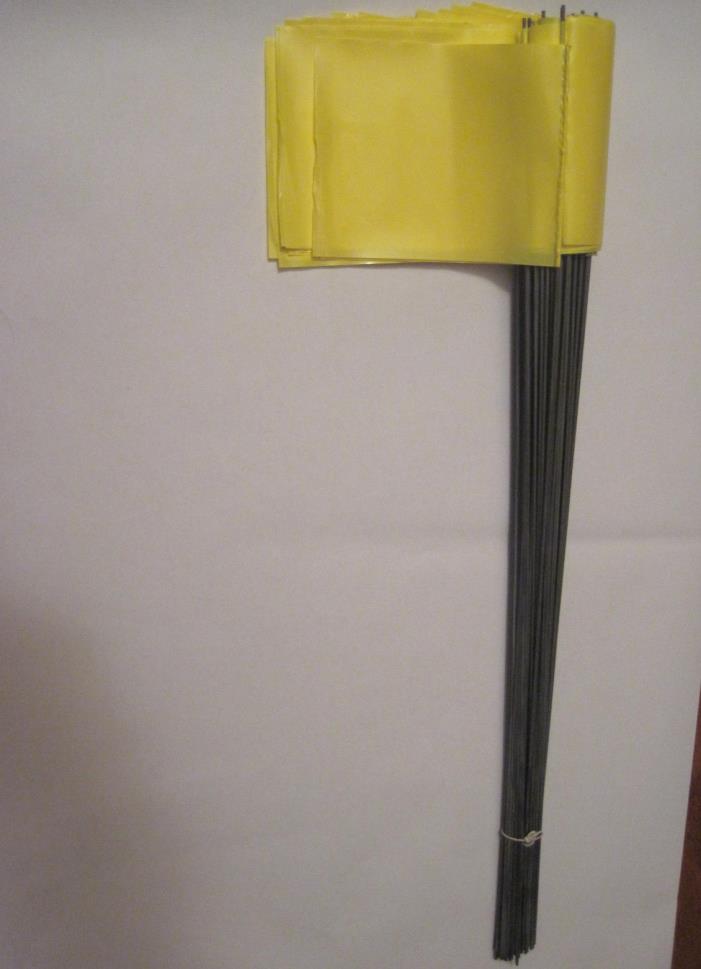 Yellow Marking Flags, Wire Staff, appx 200 total, appx. 21