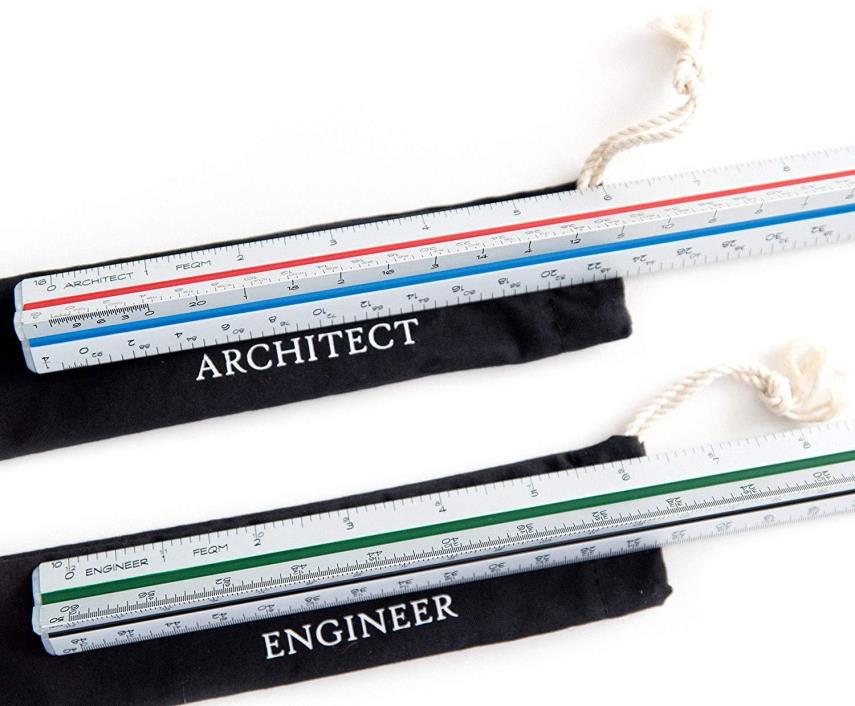 Architect (Imperial) Scale and Engineer Scale Set - Two 12 Inch Triangular Scale