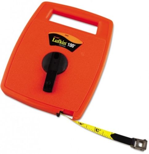 Lufkin Hi-Viz Linear Measuring Tape Measure, 1/2in X 100ft, Orange, Fiberglass