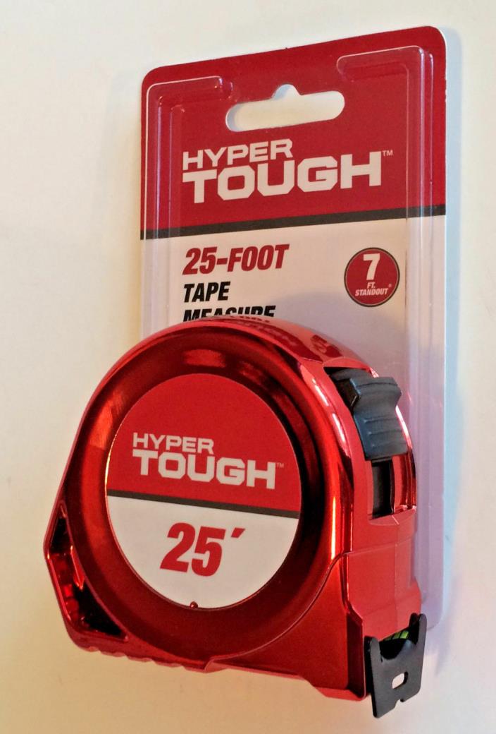 Hyper Tough Metallic Red Measuring Tape Rapid Read Quick Stop 1-inch x 25' - New