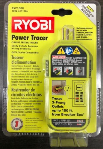 New RYOBI Power Tracer Circuit Tester ESV1000 Detects Wiring Problems