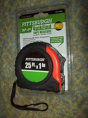 BRAND NEW Pittsburgh QuikFind TAPE MEASURE 25ft x 1 inch. New in package
