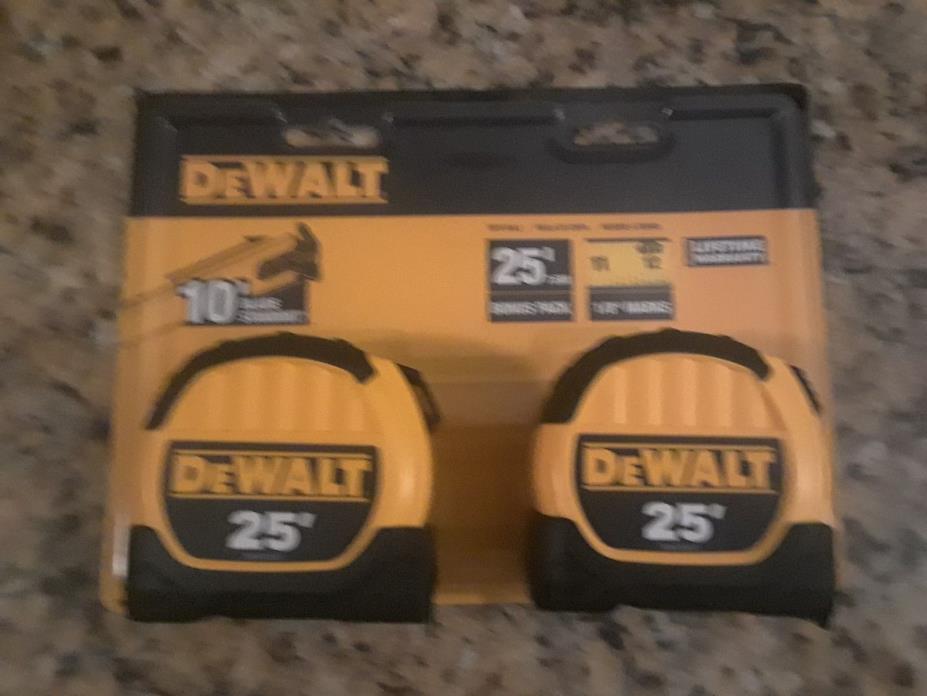 TWO Pack DeWALT Tape Measure 25 Feet Lightweight DWHT79307 BRAND NEW BONUS PACK