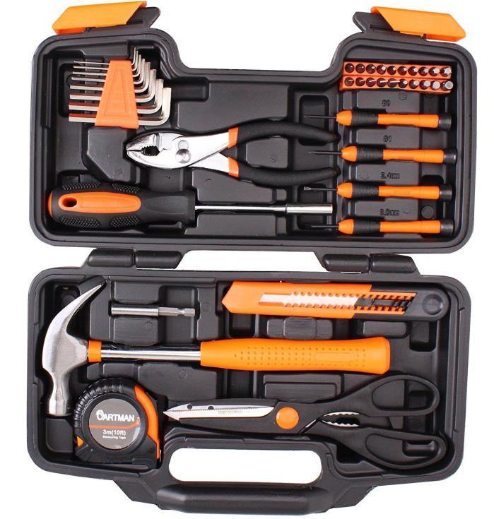 Cartman Orange 39-Piece Durable General Purpose & Home Repair Toolbox Set NEW