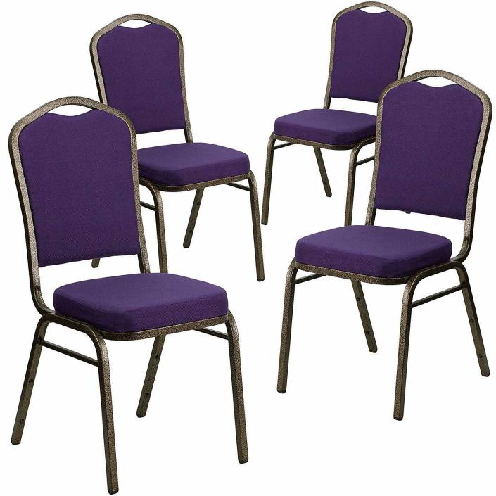 Flash Furniture 4 Pk. HERCULES Series Crown Back Stacking Banquet Chair in Purpl