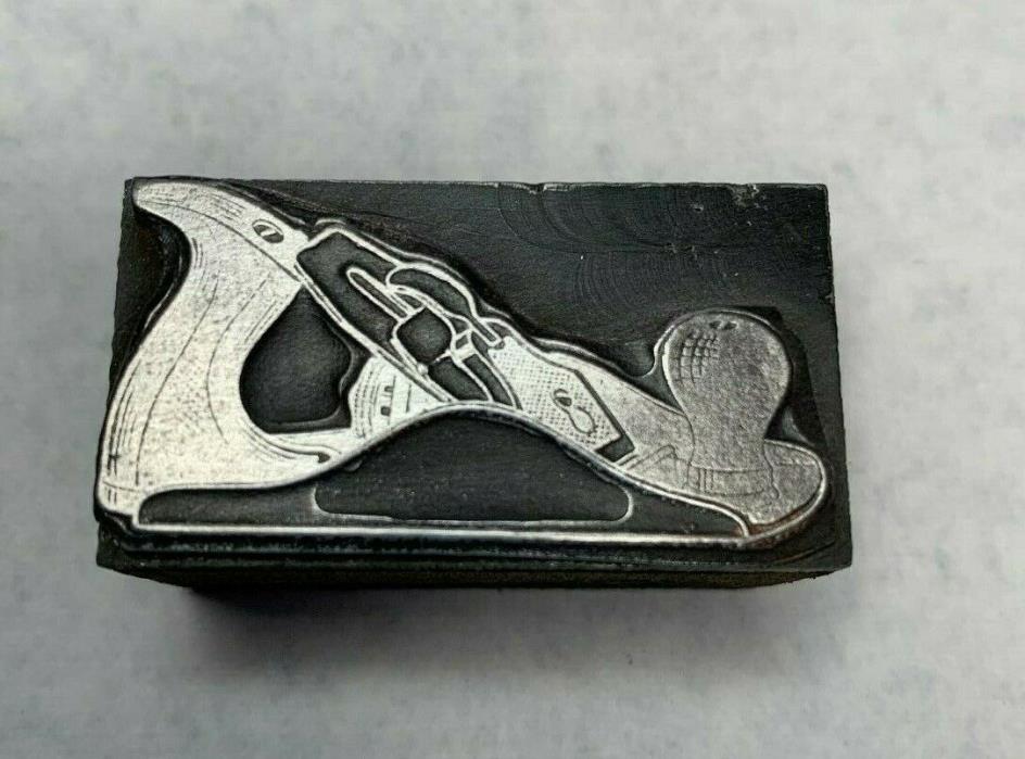 ORIGINAL Letterpress Printers Wood Block HAND WOOD PLANER Hardware Advertising