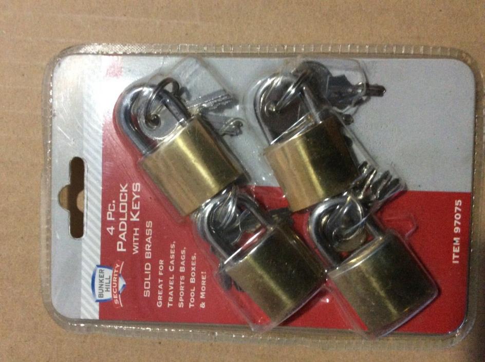 Bunker Hill Security Padlock Set 4 Pc Travel Cases Sports Bags Tool Box Safety