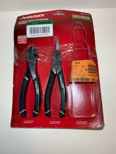 Husky High Leverage Pliers Diagonal Long Nose Linesman Tool Heavy Duty 2 Piece