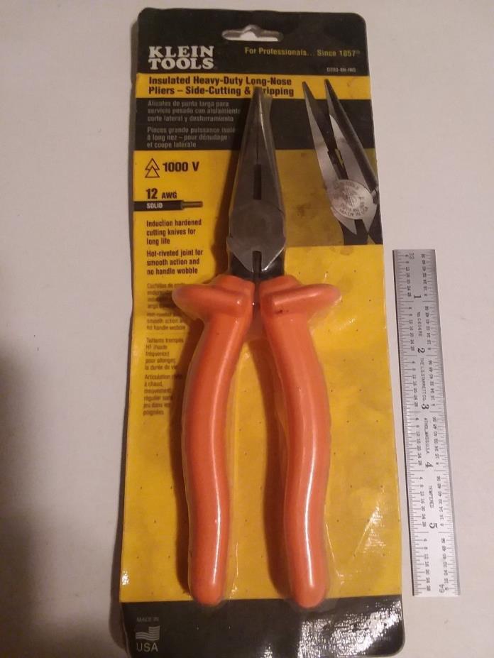 Klein Tools Insulated Heavy-Duty Long Nose Pliers Side Cutting & Stripping