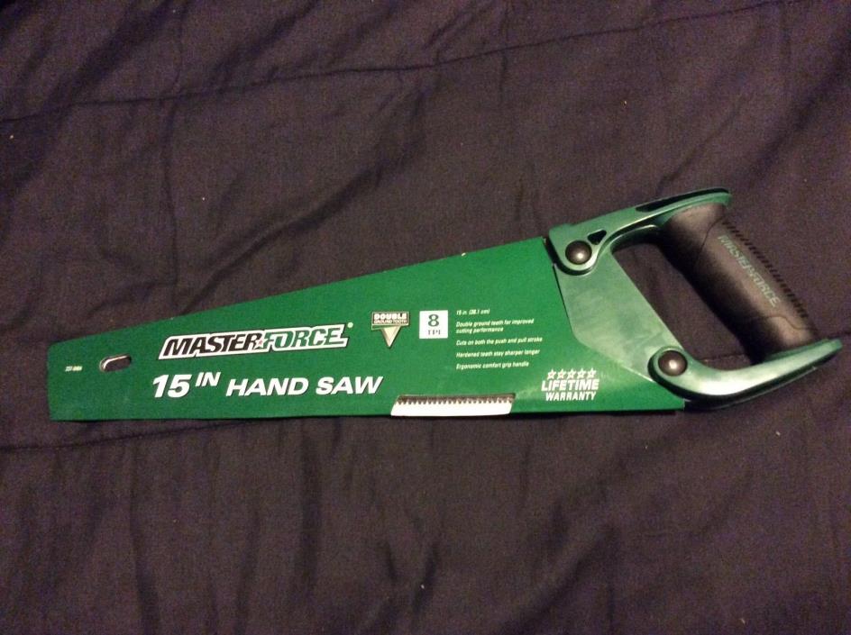 1 - MASTERFORCE 15 IN HAND SAW DOUBLE GROUND TOOTH 8 TPI LIFETIME WARRANTY