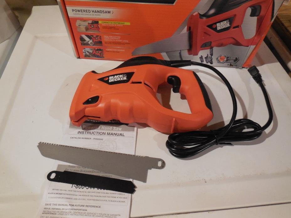 USED ONCE !! BLACK & DECKER PHS550B POWERED HANDSAW / CUTS WOOD, METAL & PLASTIC