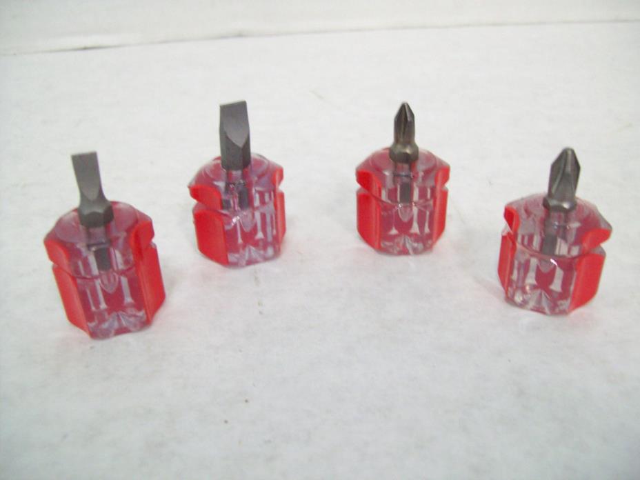 4 Piece Mini Stubby Screwdriver Set-2 Phillips, 2 Slotted