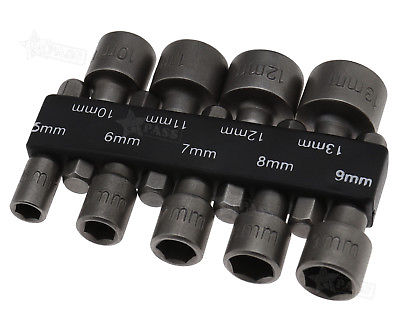 9Pcs 1/4 Inch Nut Driver Set Socket Adapter Metric Socket Impact Drill Bits