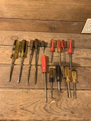 Lot Of 15 pc Screwdrivers Torx slotted phillips Craftsman Stanley usa set Wood