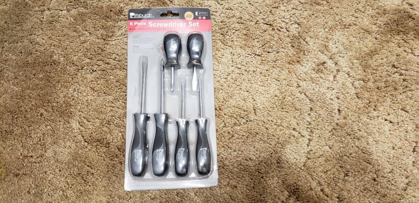 Pittsburgh 6 piece Screwdriver Set #47770 Slotted and Phillips NEW in package