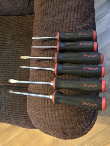 SNAP ON RED BLACK SOFT GRIP HANDLE SCREWDRIVERS 6 PIECES #2