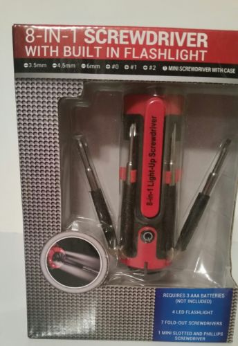 8 in 1 screwdriver with built in flashlight