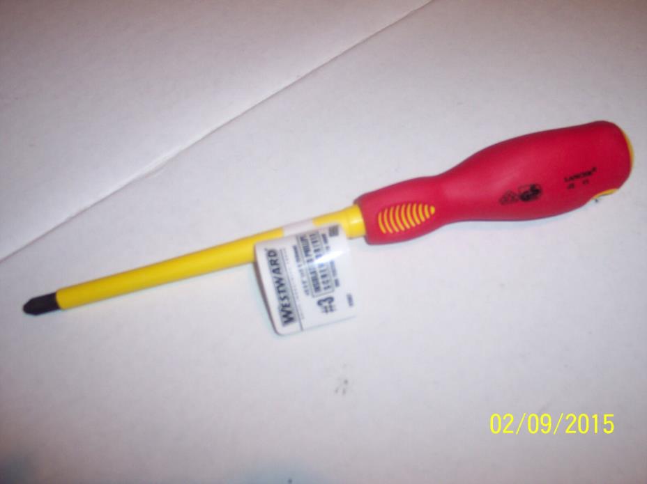 WESTWARD 1YXK7 Insulated Phillips Screwdriver, #3 x 6 In