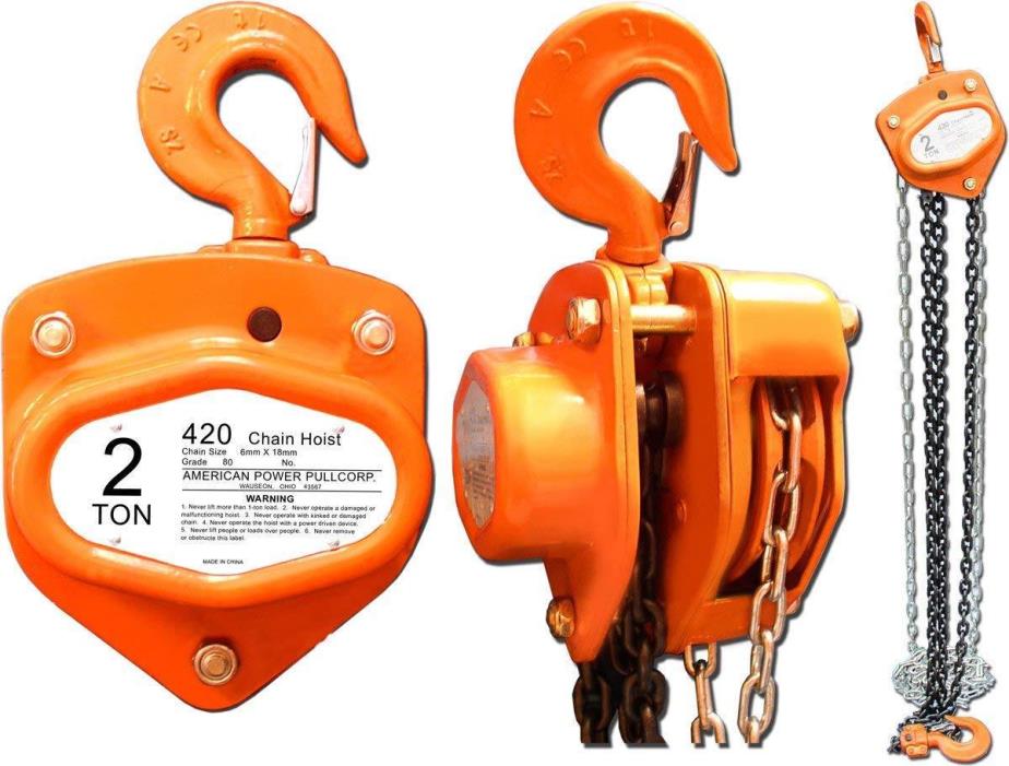 American Power 420 Chain Hoist / Block, 2-Ton - New