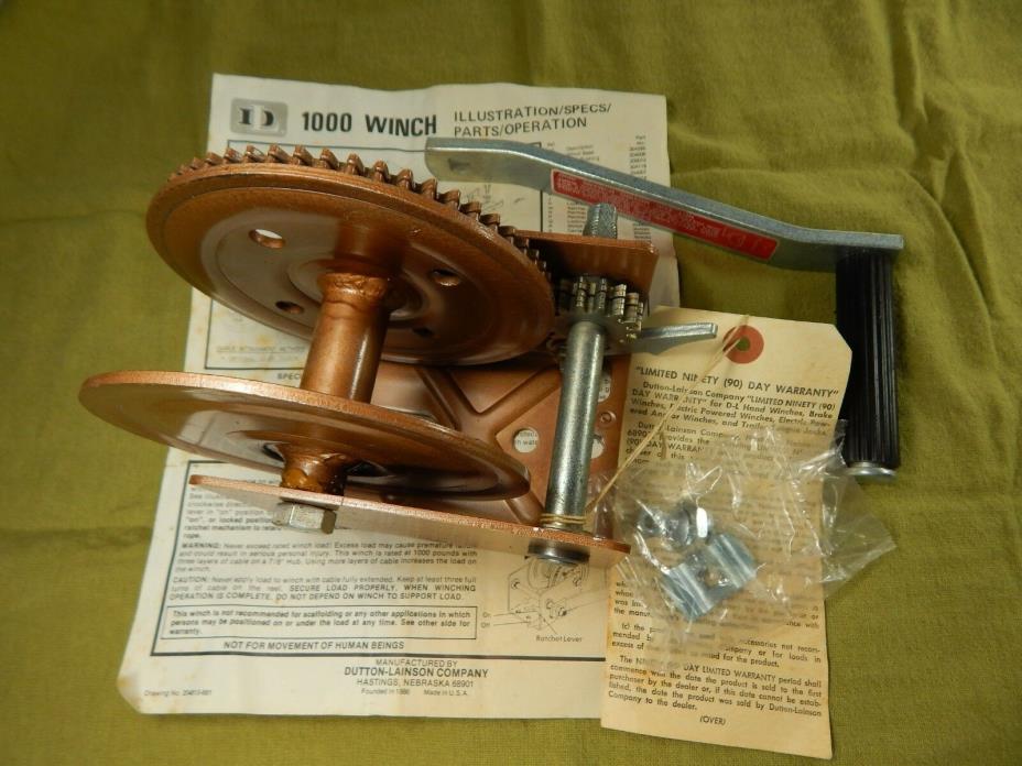 Dutton-Lainson Ratcheting Gear Winch DL1000, 1000LBS. Boat or Trailer. New Cond.
