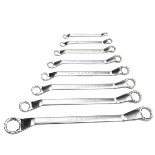 Double Box End Ratcheting Wrench 8 pc POLISH SAE Deep Offset Box end Wrench set