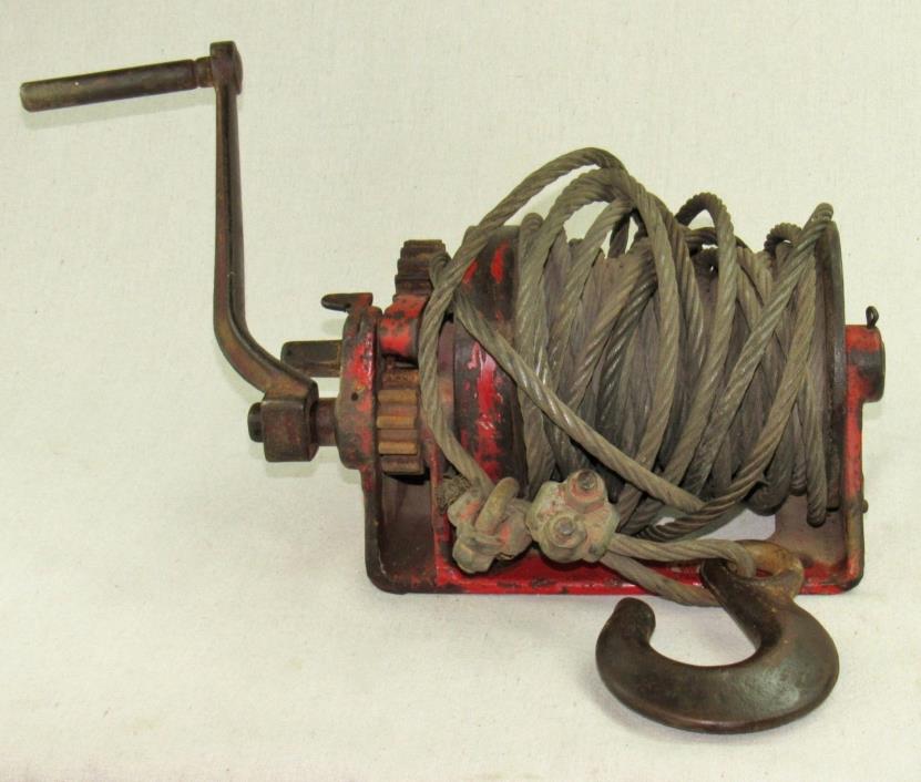 Vintage Sears Roebuck Hand Crank Heavy Duty Cable Winch