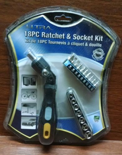 Ultra - U12-40525 - 18PC Ratchet & Socket Kit - 9x Screw Bits, 180° Adjustable