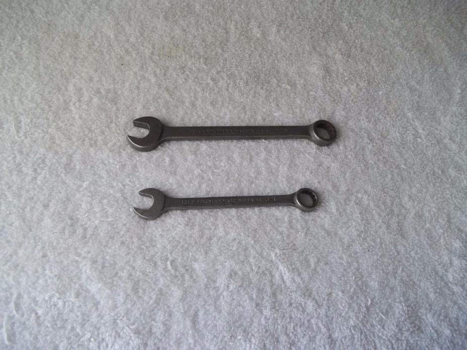Vintage 1940's Plomb Combination Wrench 1212 3/8 & 1214 7/16 Made in USA
