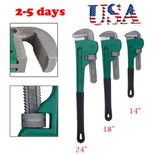 3pcs Heavy Duty Grip Pipe Wrench Set Aluminum Plumbing Adjustable 14