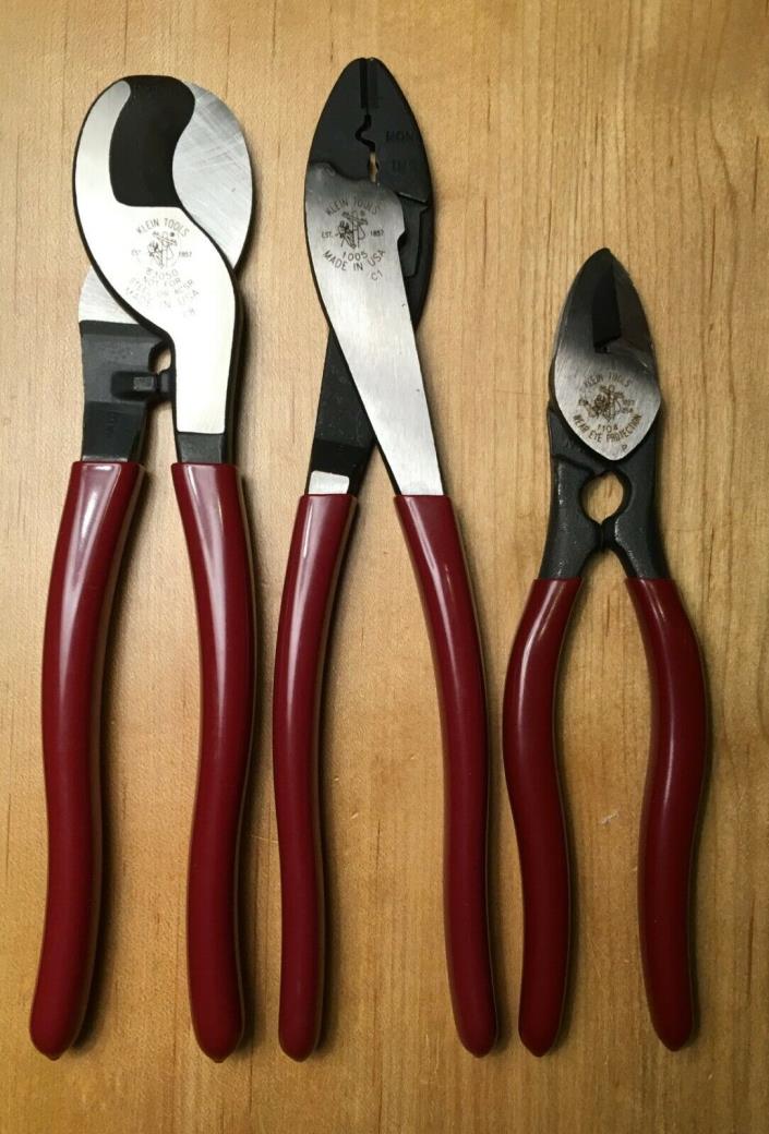 Klein 3pc Plier Set (Cable Cutters, Crimpers, and BX Cutters)
