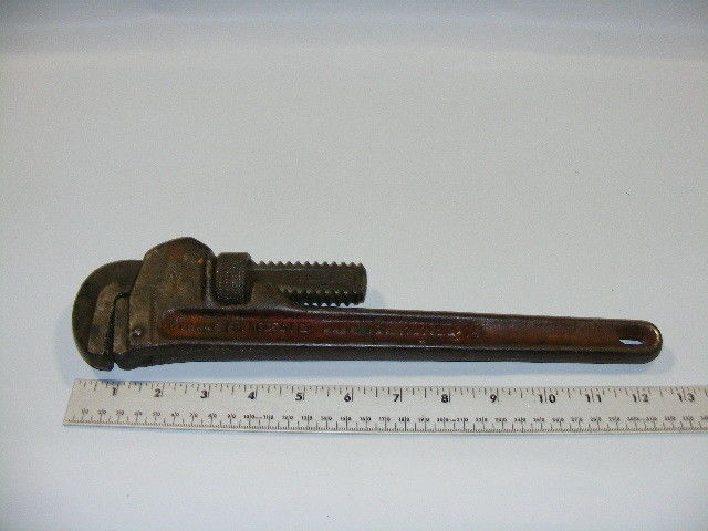 Ridgid Steel Pipe Adjustable Wrench Vintage Antique Patent 1721623 Elyria USA 14