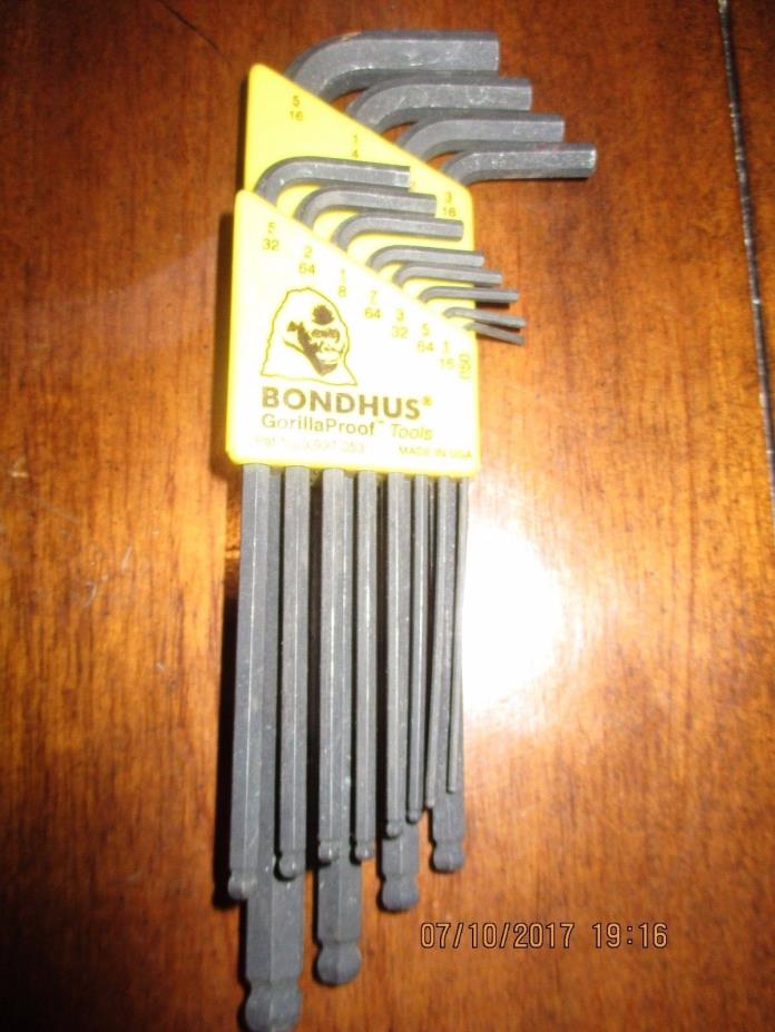 Bondhus Set of 12 Balldriver L-wrenches, sizes .050-5/16-Inch  Allen Hex USA