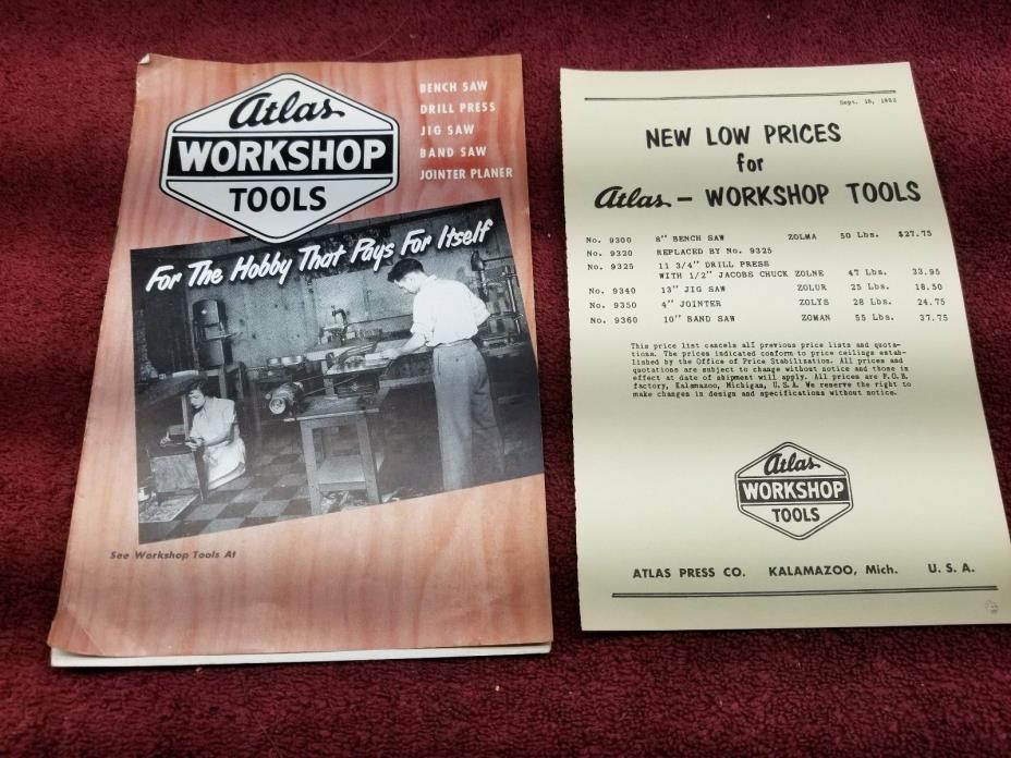 Vintage 1952 Atlas  Workshop Tools  Catalog. Original.