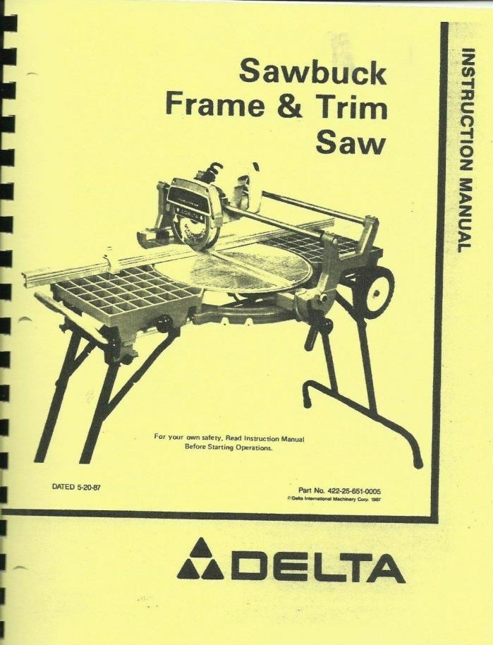 Delta Sawbuck Frame & Trim Saw Owner's  Manual