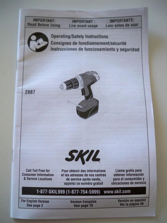 Skil  Cordless Drills Owners Manual Instructions for SKIL  2887