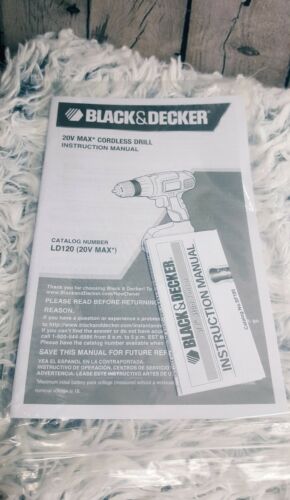 Black & Decker Manual For 20V Max Cordless Drill Catalog LD 120