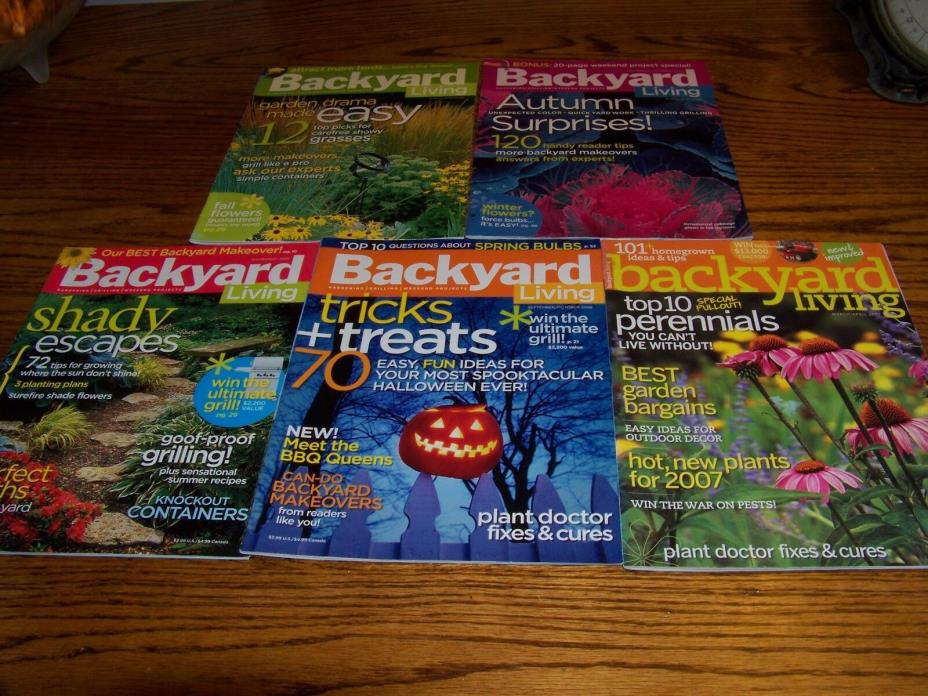 Lot of 5 Backyard Living Magazines on Gardening