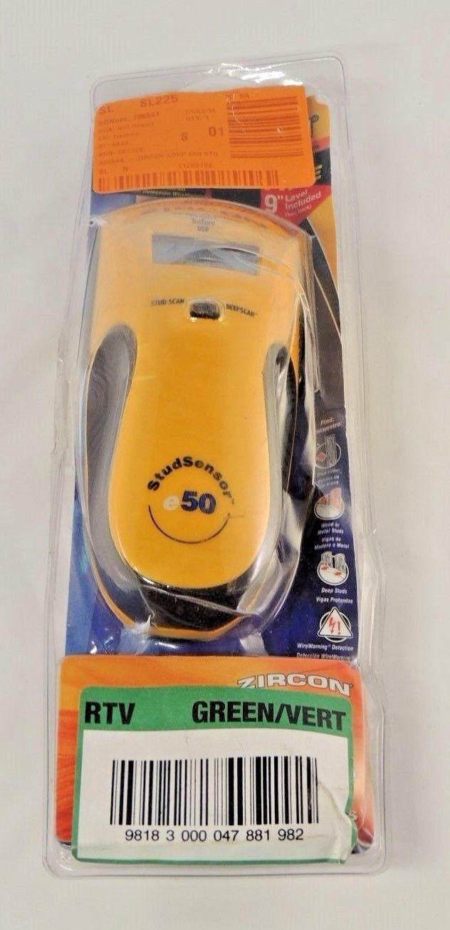 Zircon One Step Center Vision Stud Sensor E50-FFP Finder Picture Hanging w Level