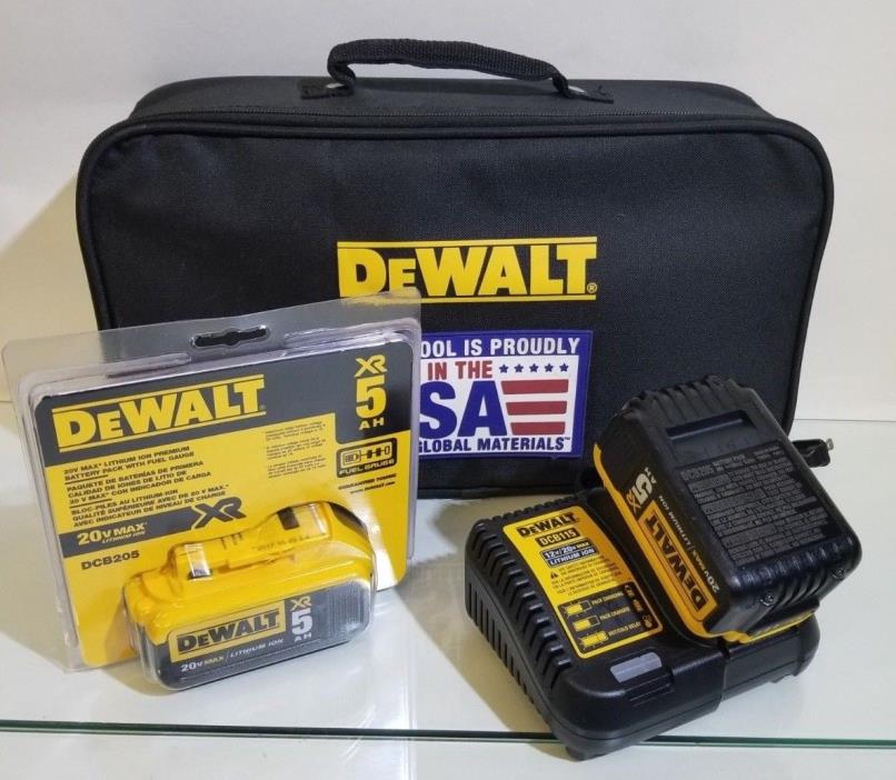 Dewalt DCB205 20V Max Lithium Ion 2 Batteries & Charger XR5.0 AH Free Shipping