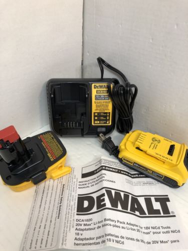 DEWALT DCA1820 20V BATTERY ADAPTER w/2Ah BATTERY & 12V/20V CHARGER DCB203 DC107