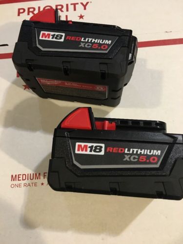 Milwaukee 48-11-1852 M18 REDLITHIUM XC 5.0 Extended Capacity Batteries, 2-Pack