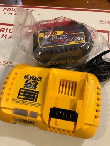 Brand New DEWALT DCB606 FLEXVOLT 20V-60V 6.0AH BATTERY & DCB118 FAST CHARGER