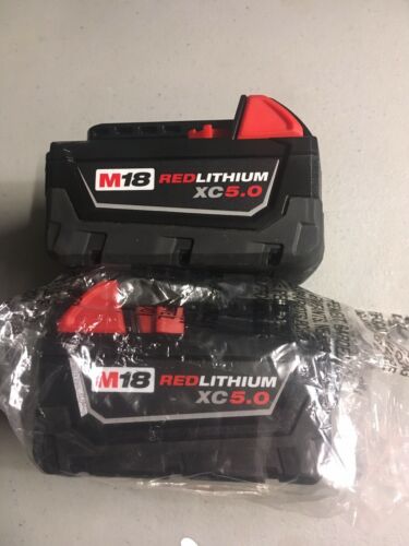 2(Pair) Milwaukee 48-11-1850 M18 Red Lithium XC 5.0AH Batteries