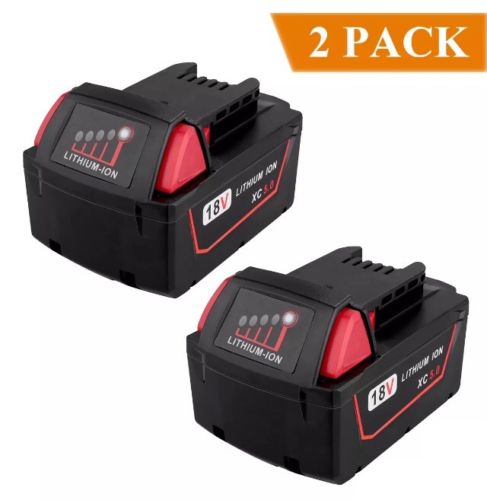 2 Pack 18V 5.0Ah Li-ion Rechargeable Battery for Milwaukee M18 M18B 48-11-1850