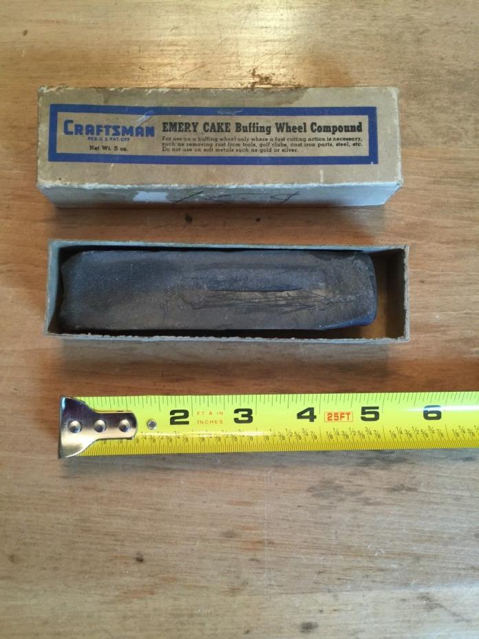 Vintage Craftsman Emery Cake Buffing Wheel Compound w/ Original 5 ounce Box