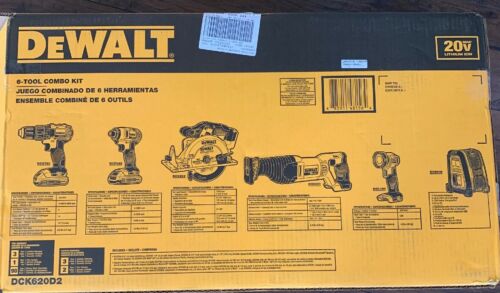 New DEWALT Max 20 V 6-Tool Lithium-Ion Cordless Combo Kit - DCK620D2