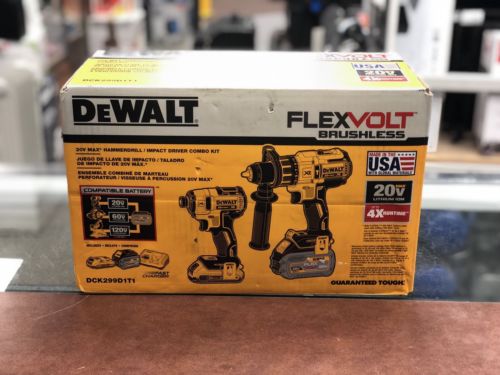 DeWALT FLEXVOLT BRUSHLESS HAMMERDRILL/IMPACT COMBO KIT (DCK299D1T1)