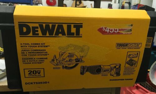 NEW DeWalt DCKTS253D1 20v 2-Tool Saw Combo Kit in Tool Box Charger Battery Set